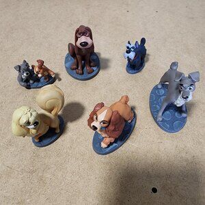 Disney Store Lady And The Tramp Figurine Set PVC Collectable Cake Toppers Lot 7
